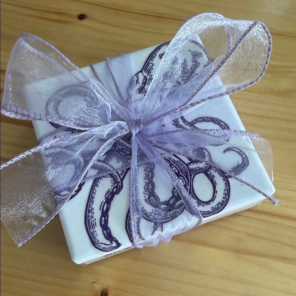 Nautical Octopus Ceramic Tile -  4 Deep Purple on White - Picture 8 of 8